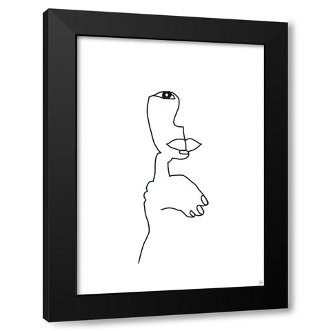 Line Female Look 1 Black Modern Wood Framed Art Print by Line and Brush