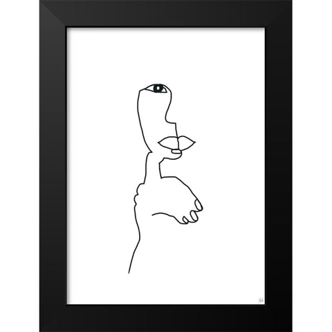 Line Female Look 1 Black Modern Wood Framed Art Print by Line and Brush