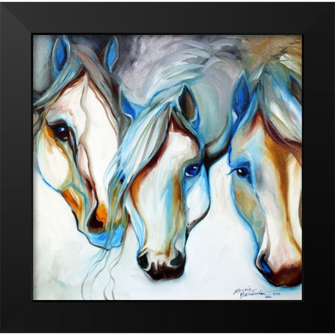 3 Nobles Equine Abstract Black Modern Wood Framed Art Print by Baldwin, Marcia