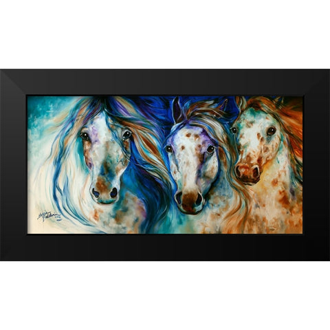 3 Wild Appaloosa Horses Black Modern Wood Framed Art Print by Baldwin, Marcia