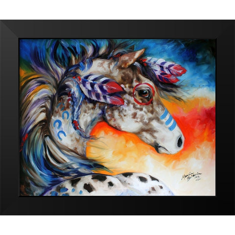 Appaloosa Indian War Horse Black Modern Wood Framed Art Print by Baldwin, Marcia