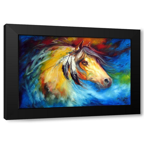 Blue Thunder War Pony Black Modern Wood Framed Art Print with Double Matting by Baldwin, Marcia