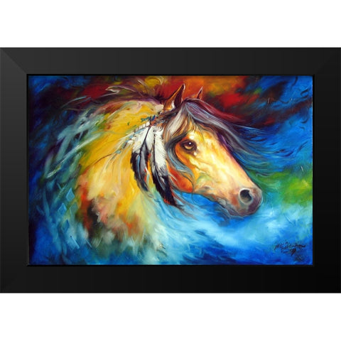 Blue Thunder War Pony Black Modern Wood Framed Art Print by Baldwin, Marcia