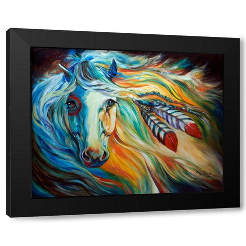 Breaking Dawn Indian War Horse Black Modern Wood Framed Art Print with Double Matting by Baldwin, Marcia