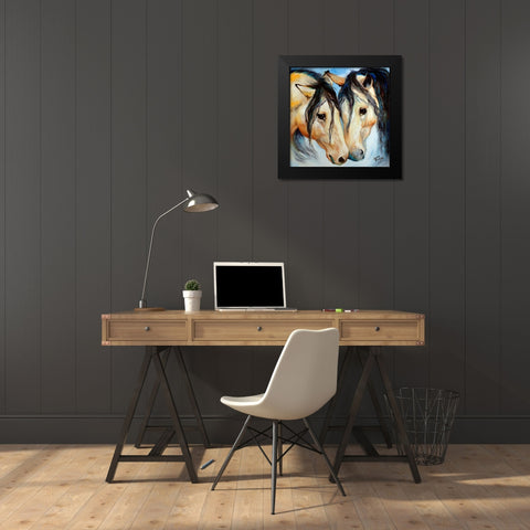 Buckskin Friends Black Modern Wood Framed Art Print by Baldwin, Marcia