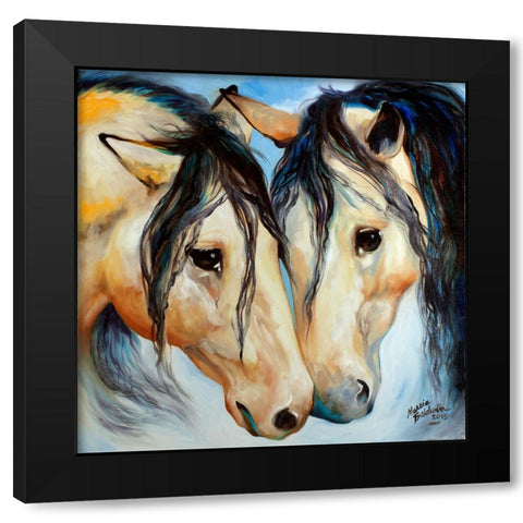 Buckskin Friends Black Modern Wood Framed Art Print with Double Matting by Baldwin, Marcia