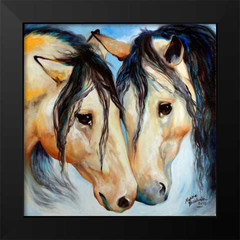 Buckskin Friends Black Modern Wood Framed Art Print by Baldwin, Marcia