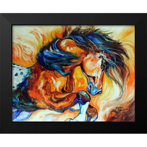 Dance Of The Wild One Black Modern Wood Framed Art Print by Baldwin, Marcia