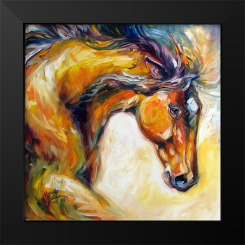 Determined Equine Black Modern Wood Framed Art Print by Baldwin, Marcia