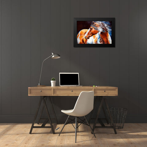 Mohican Indian War Horse Black Modern Wood Framed Art Print by Baldwin, Marcia