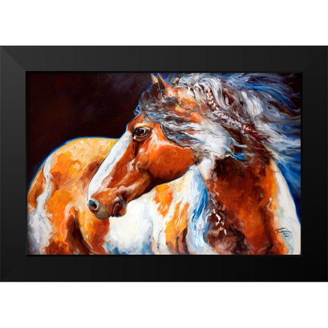 Mohican Indian War Horse Black Modern Wood Framed Art Print by Baldwin, Marcia