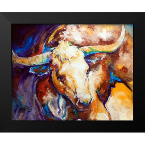 Power Longhorn Abstract Black Modern Wood Framed Art Print by Baldwin, Marcia