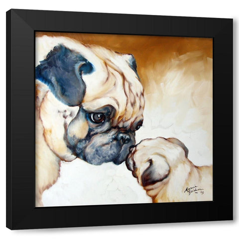 Pug 2 Black Modern Wood Framed Art Print by Baldwin, Marcia