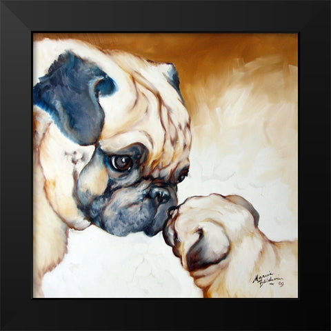 Pug 2 Black Modern Wood Framed Art Print by Baldwin, Marcia