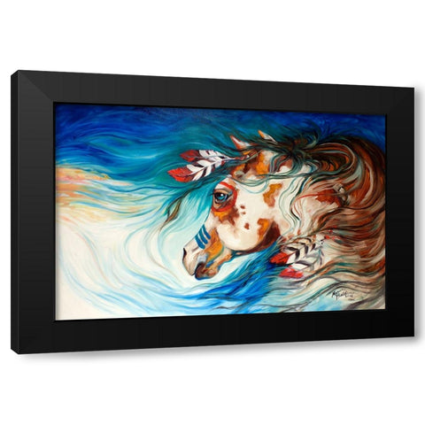 The Drifter Indian War Horse Black Modern Wood Framed Art Print with Double Matting by Baldwin, Marcia