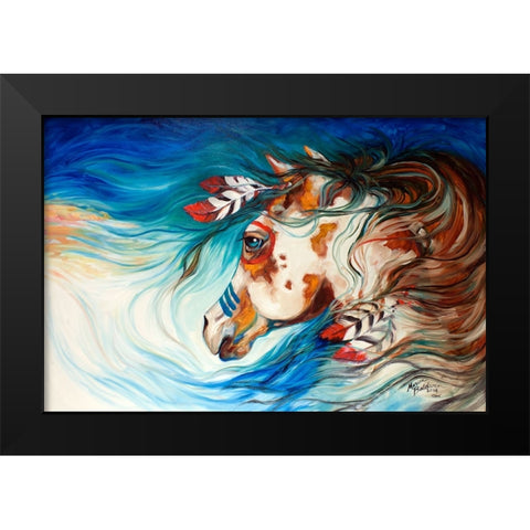 The Drifter Indian War Horse Black Modern Wood Framed Art Print by Baldwin, Marcia