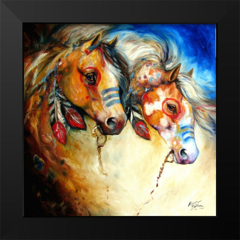 Warrior Spirits 2 Black Modern Wood Framed Art Print by Baldwin, Marcia