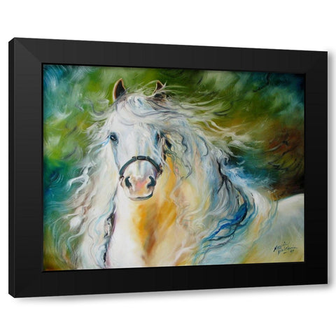 White Cloud The Andlusian Stallion Black Modern Wood Framed Art Print with Double Matting by Baldwin, Marcia