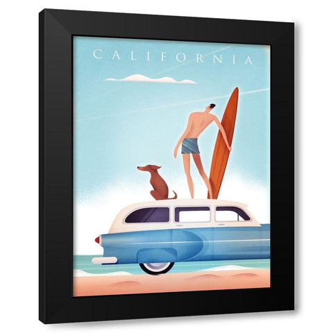 California Surfing Black Modern Wood Framed Art Print by Wickstrom, Martin