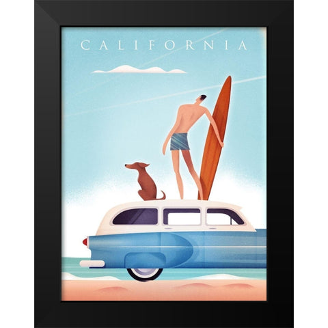 California Surfing Black Modern Wood Framed Art Print by Wickstrom, Martin