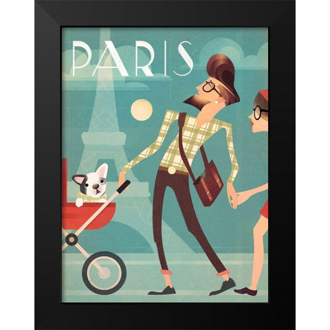 Paris Black Modern Wood Framed Art Print by Wickstrom, Martin