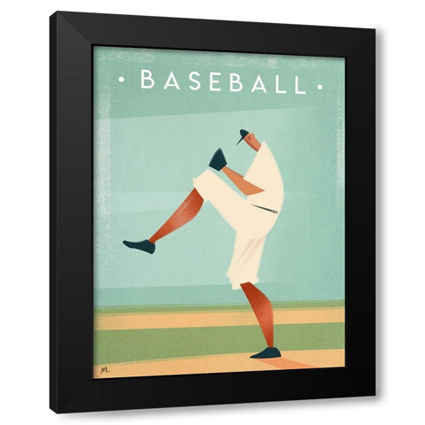 Vintage Baseball Black Modern Wood Framed Art Print with Double Matting by Wickstrom, Martin