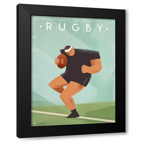 Vintage Rugby Black Modern Wood Framed Art Print by Wickstrom, Martin