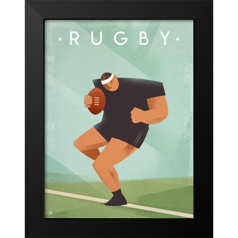 Vintage Rugby Black Modern Wood Framed Art Print by Wickstrom, Martin