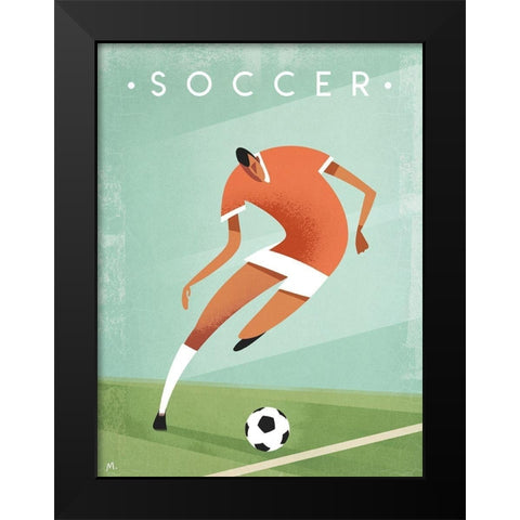 Vintage Soccer Black Modern Wood Framed Art Print by Wickstrom, Martin