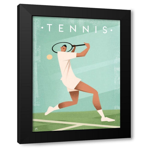 Vintage Tennis Black Modern Wood Framed Art Print with Double Matting by Wickstrom, Martin