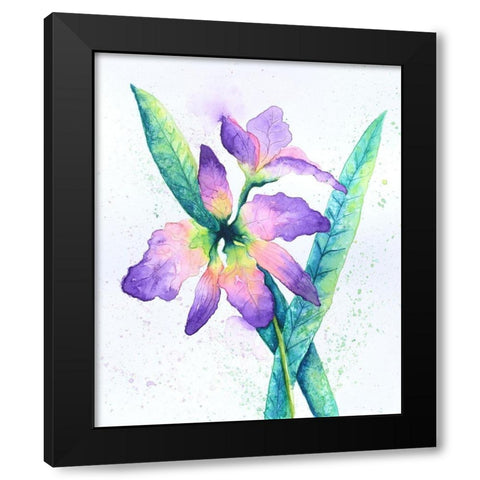 Purple Orchid Black Modern Wood Framed Art Print by Wickstrom, Martin