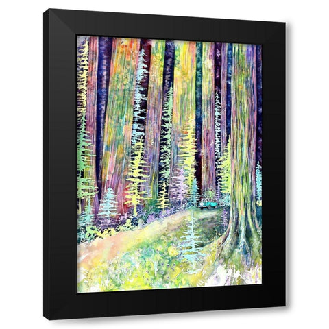 Redwoods Road Trip Black Modern Wood Framed Art Print with Double Matting by Wickstrom, Martin