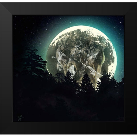 Moon Howl Black Modern Wood Framed Art Print by Murray Henderson Fine Art
