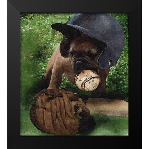 First Base Black Modern Wood Framed Art Print by Murray Henderson Fine Art