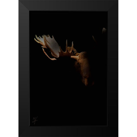 Moose Staredown Black Modern Wood Framed Art Print by Murray Henderson Fine Art