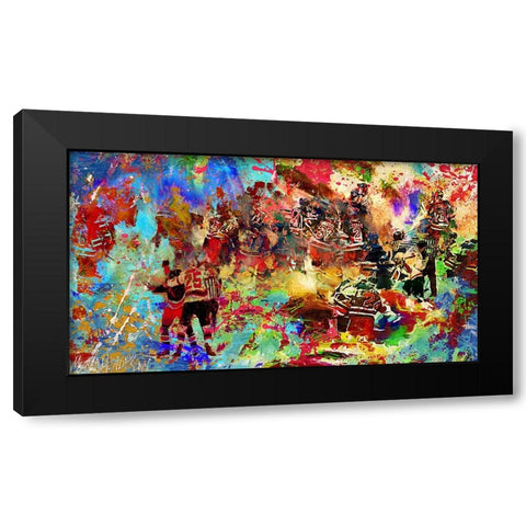 Brawl 1 Black Modern Wood Framed Art Print with Double Matting by Murray Henderson Fine Art