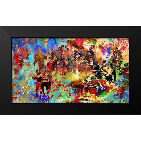 Brawl 1 Black Modern Wood Framed Art Print by Murray Henderson Fine Art