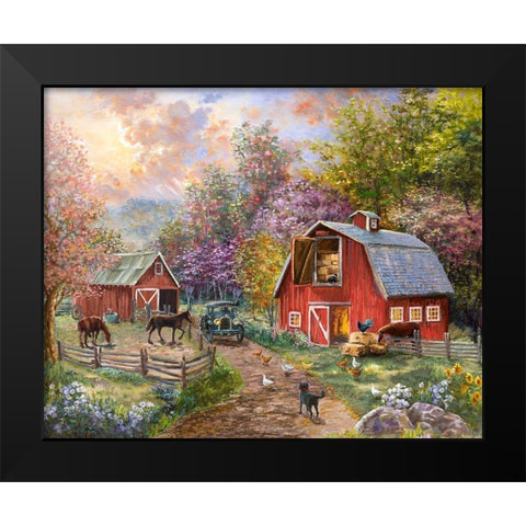 Horse Farm Glen Black Modern Wood Framed Art Print by Boehme, Nicky