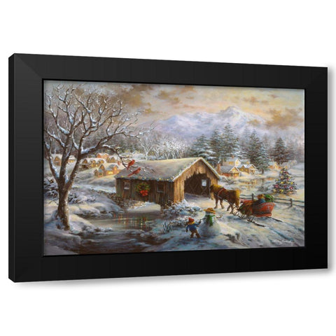 Covered Bridge Black Modern Wood Framed Art Print with Double Matting by Boehme, Nicky