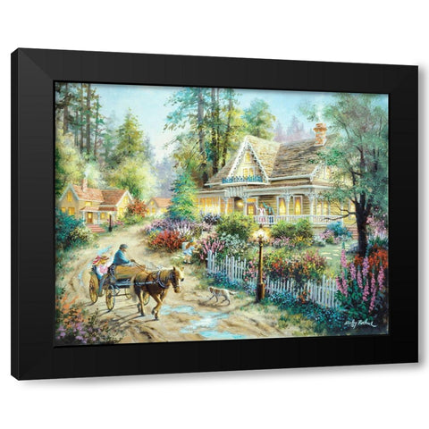 A Country Greeting Black Modern Wood Framed Art Print with Double Matting by Boehme, Nicky