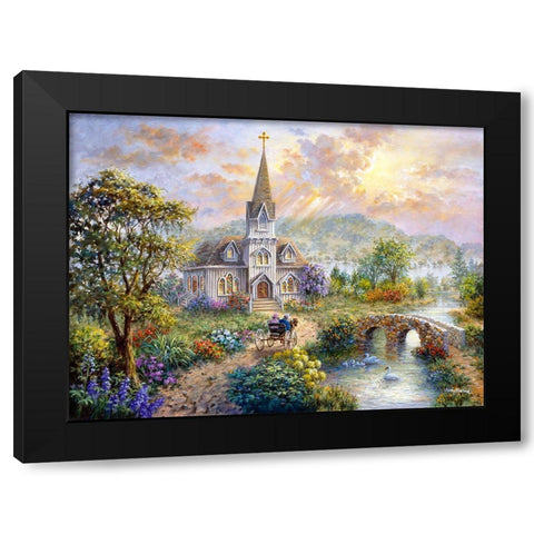 Pray For World Peace Black Modern Wood Framed Art Print with Double Matting by Boehme, Nicky