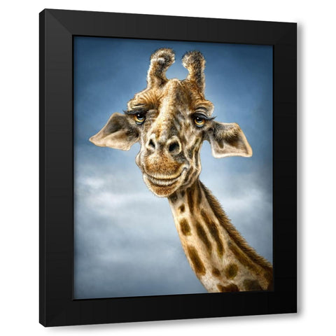 Giraffe Totem Black Modern Wood Framed Art Print by LaMontagne, Patrick