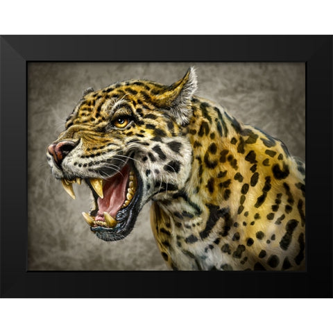 Jaguar Totem Black Modern Wood Framed Art Print by LaMontagne, Patrick