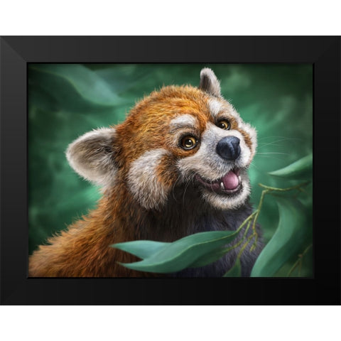 Red Panda Totem Black Modern Wood Framed Art Print by LaMontagne, Patrick