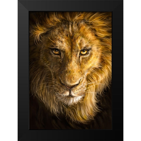 Lion Black Modern Wood Framed Art Print by LaMontagne, Patrick
