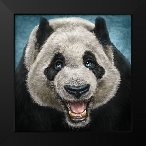 Panda Face Black Modern Wood Framed Art Print by LaMontagne, Patrick