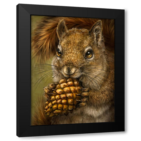 Squirrel Totem Black Modern Wood Framed Art Print with Double Matting by LaMontagne, Patrick