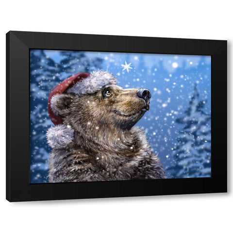 Christmas Bear Black Modern Wood Framed Art Print with Double Matting by LaMontagne, Patrick