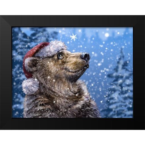 Christmas Bear Black Modern Wood Framed Art Print by LaMontagne, Patrick