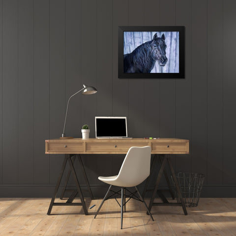 Midnight Blue Black Modern Wood Framed Art Print by LaMontagne, Patrick